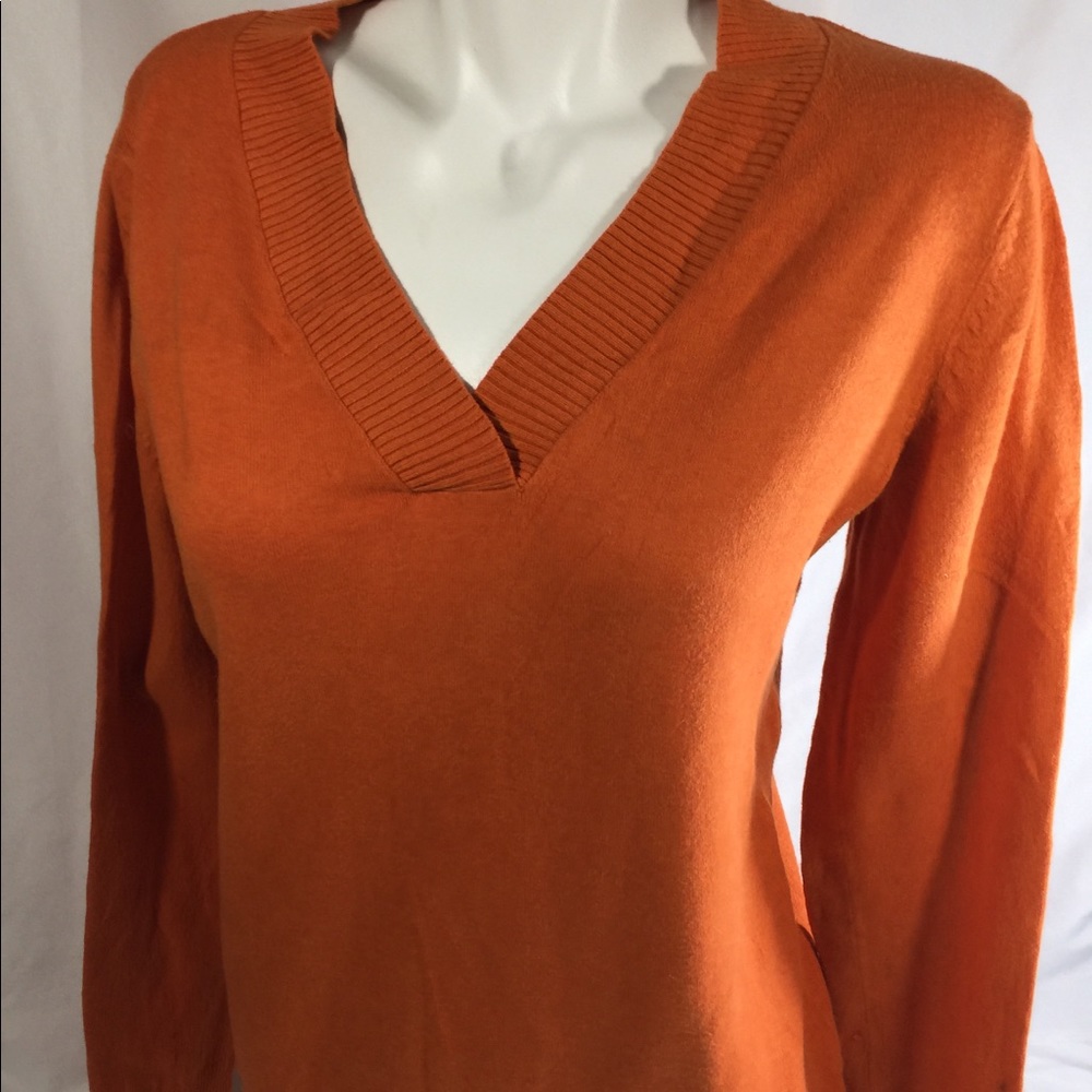 Gap Women Orange Blouse Long Sleeve V-neck  Size M